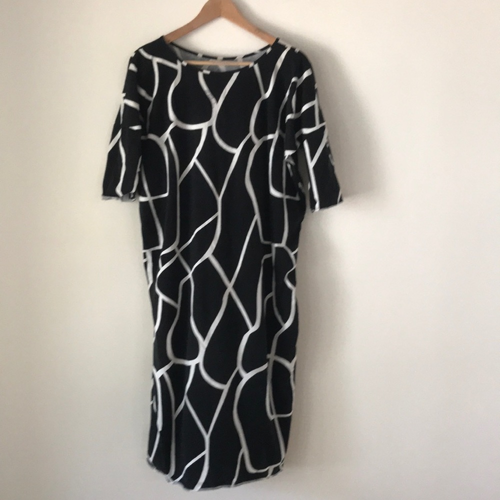 Ilana kohn black maps print jersey dress M